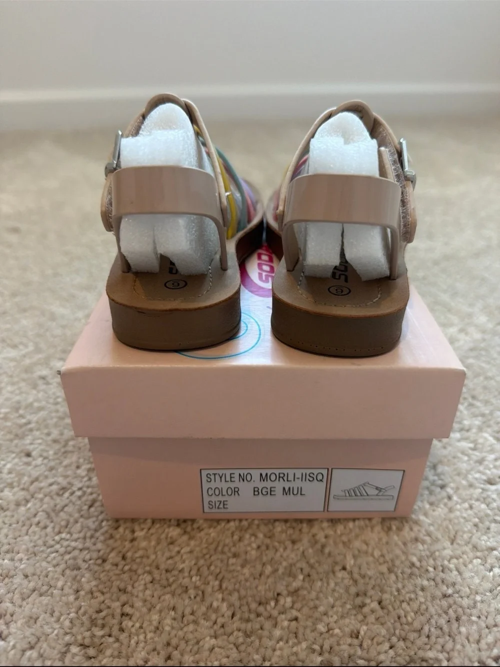 Kids Multi-Color Jelly Sandals - Pastel Rainbow Size 6